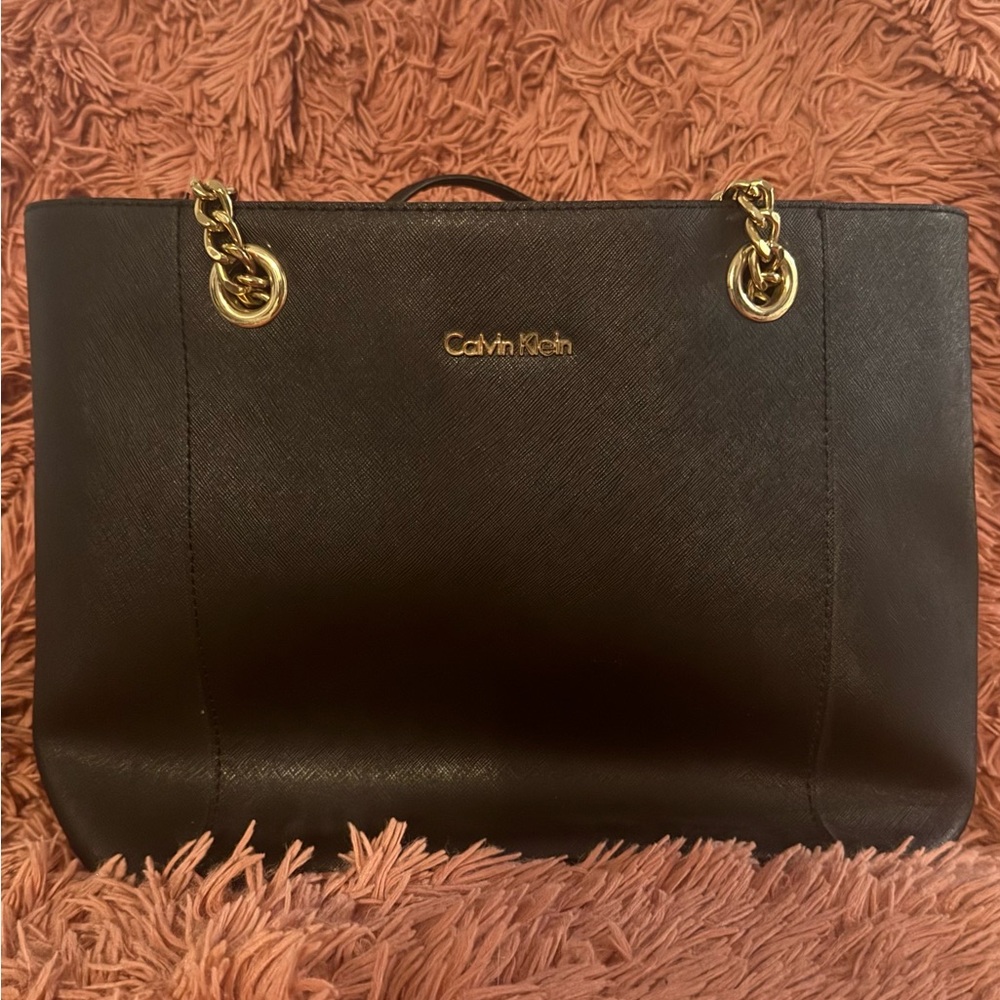 Calvin Klein Hayden Black/Gold Chain Tote Bag